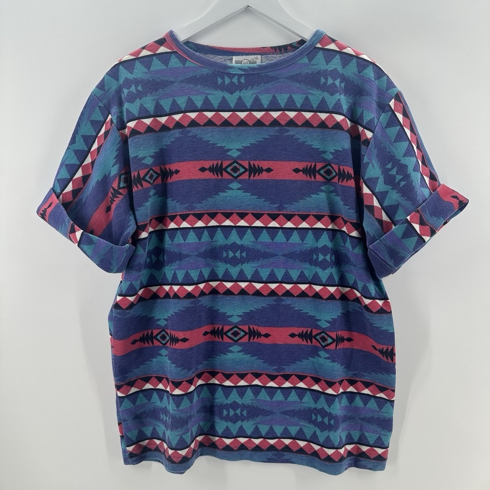 VTG 80's Republic Denim‎ Unisex Shirt Sz M/L  Aztec Boho Skater Surf Retro BB35